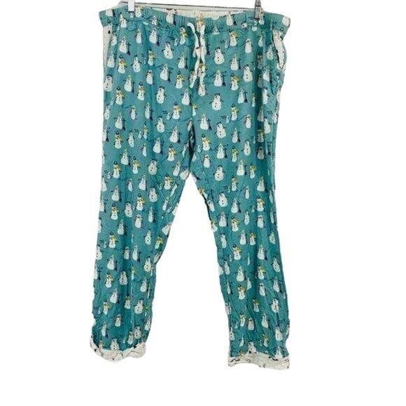 Munki Munki Womens Snowman Flannel Pajama Set Super Soft Cozy Size XXLarge - Picture 3 of 15